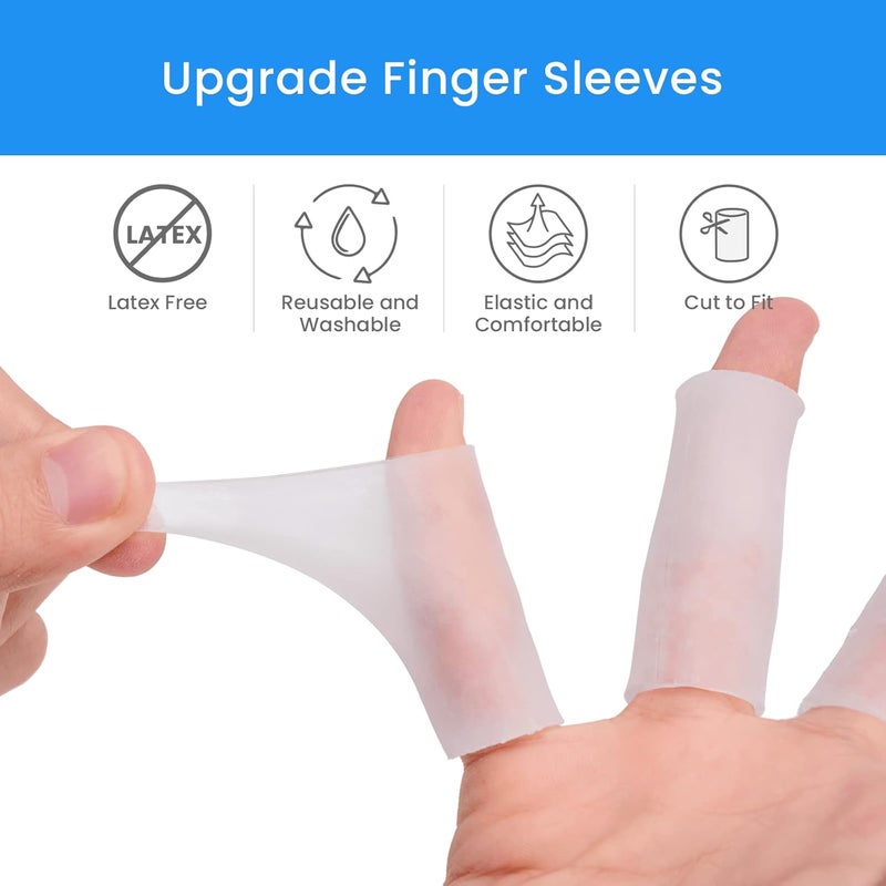 Kimihome 20 PCS Gel Finger Sleeve Protectors - Silicone Finger Sleeves Cushions and Protects - Finger Cots Bandages Provide Relief for Finger Cracking, Corns, Blisters and Calluses Protect (Clear) - Image 2